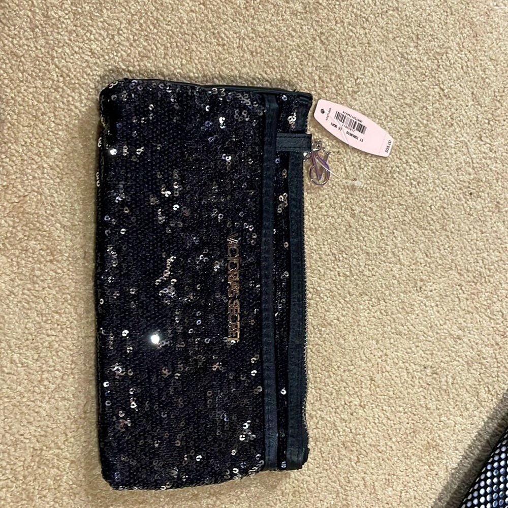 Victoria secret black sequins clutch